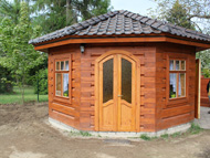 The final shape of the log house gazebo